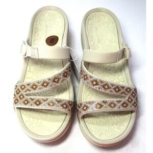 New SKECHERS Foamies Arch Fit Ascend - Show Stopper Beaded Sandals Sz 8 Natural